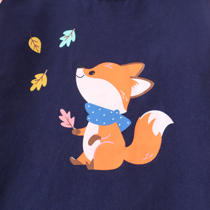 （In Stock E19-3-3）Boy's Fall Fox Print Cotton T-shirt