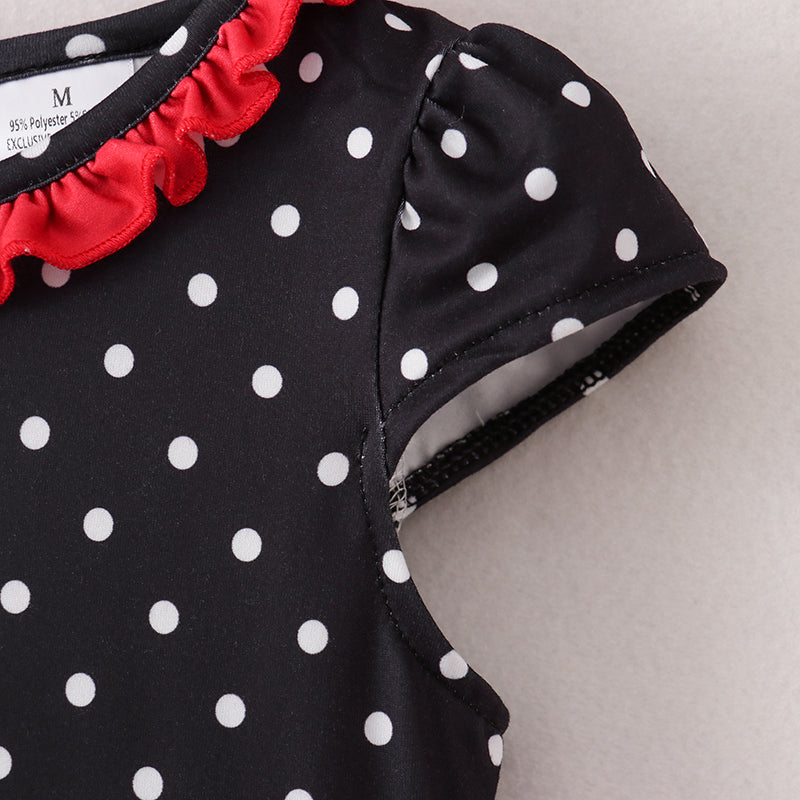 (In Stock E11-04-02)Black Dots Apple Print Ruffles Dress