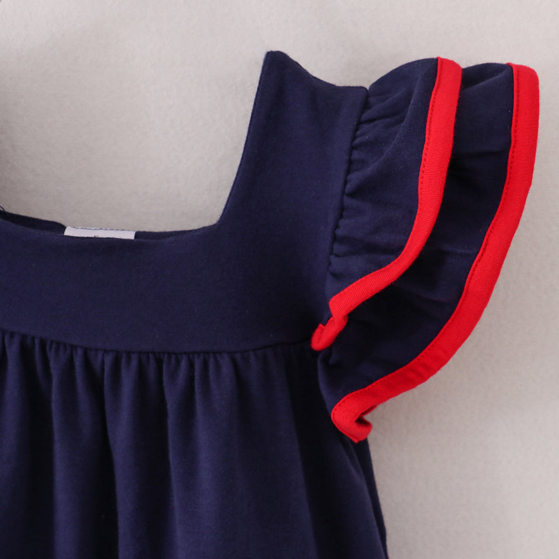 (In Stock E11-03-03)Back to School Denim Apple Dress