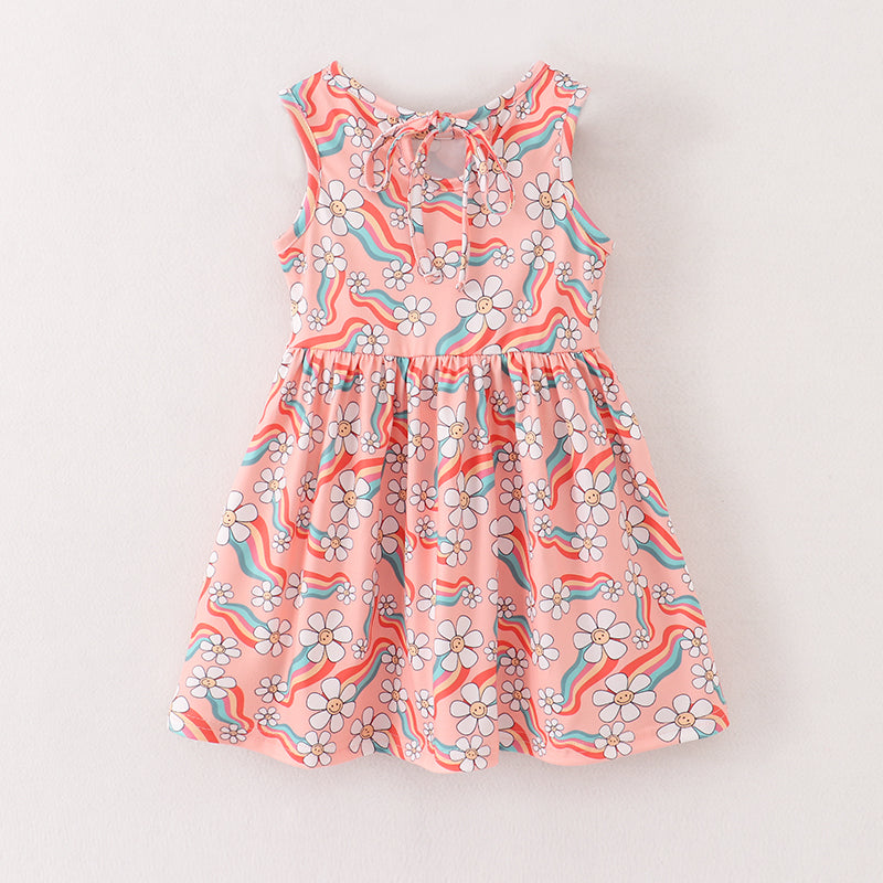 Coral Sunflower Color Stripe Dress