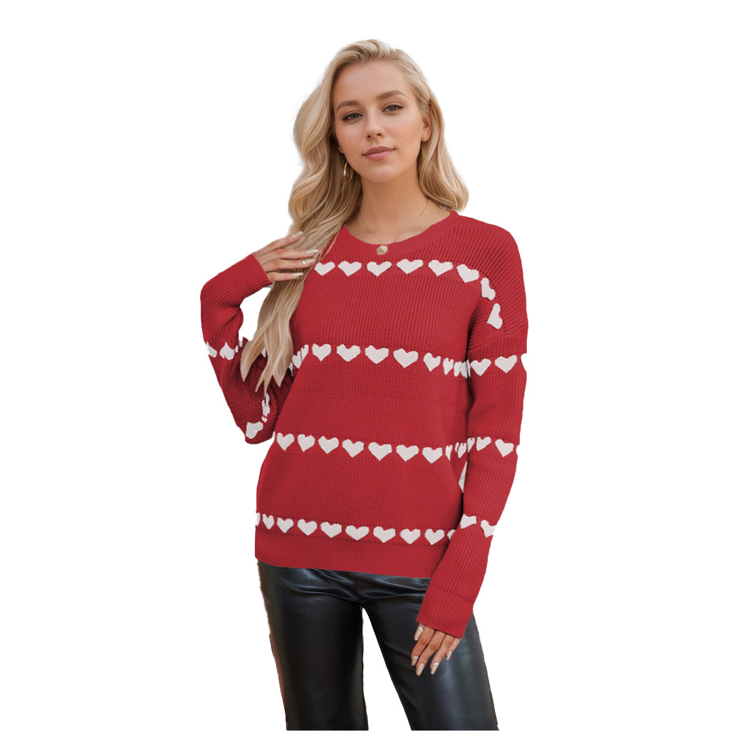 （Pre Order）Adults Valentine's Day love jacquard Crew-neck Sweater