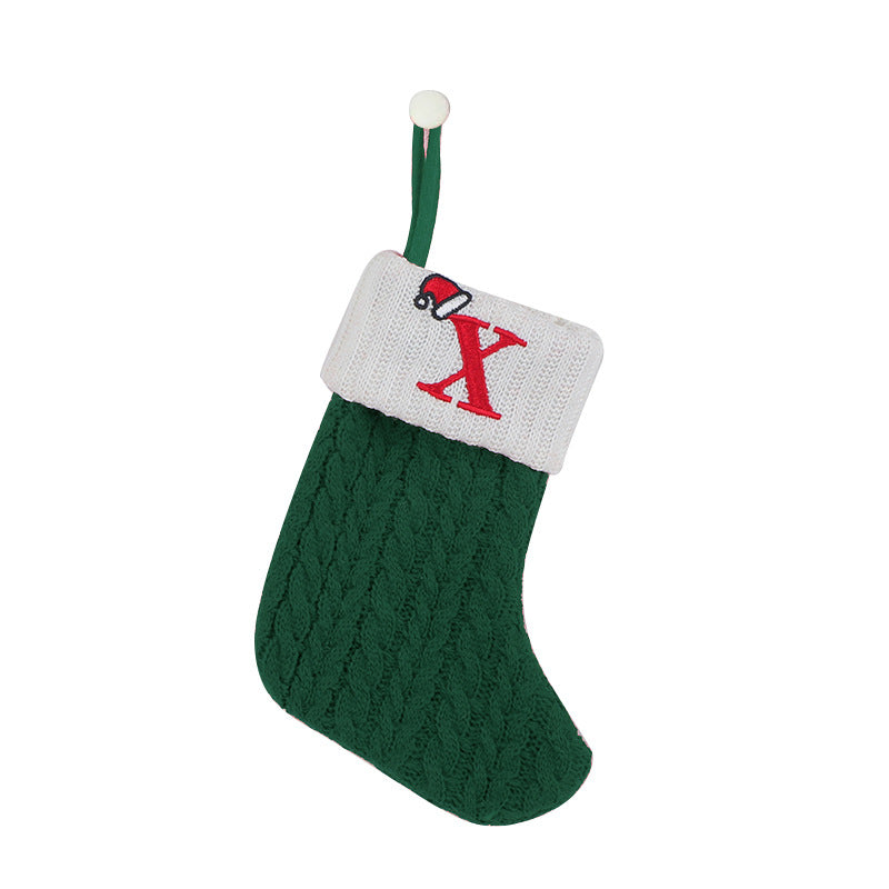 （Pre Order）Green Letter Wool Christmas Stocking Pendant