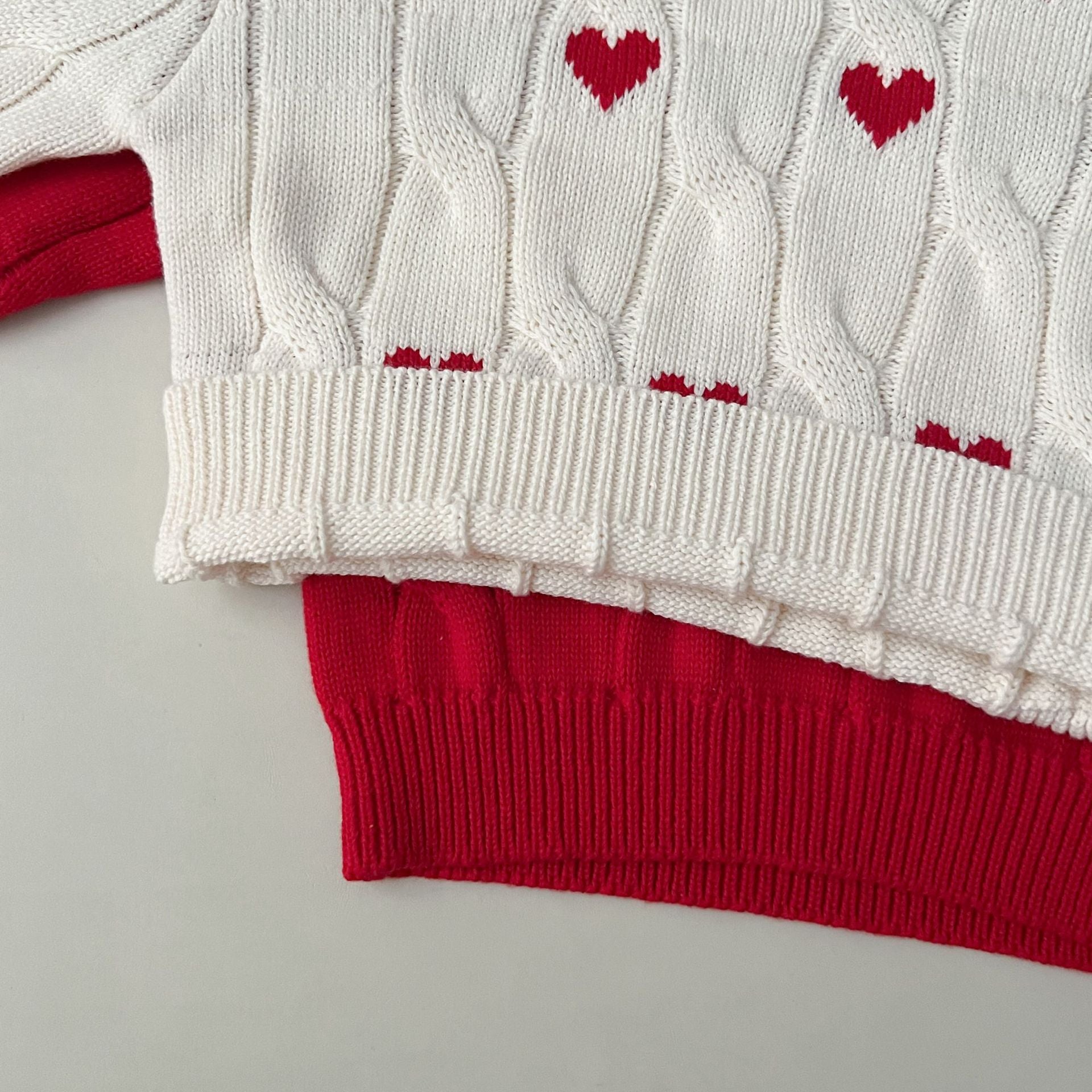 （Pre Order）Girls Valentine's Day Love Jacquard Twist Sweater