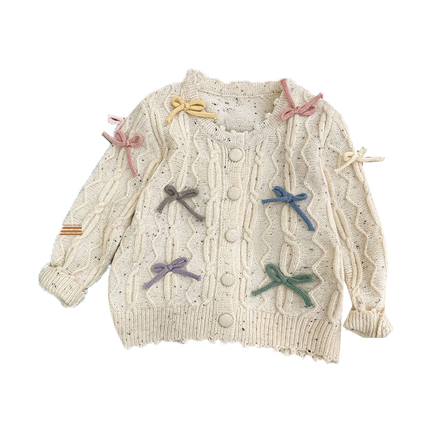 （Pre Order）Girls Bow Sweater Cardigan