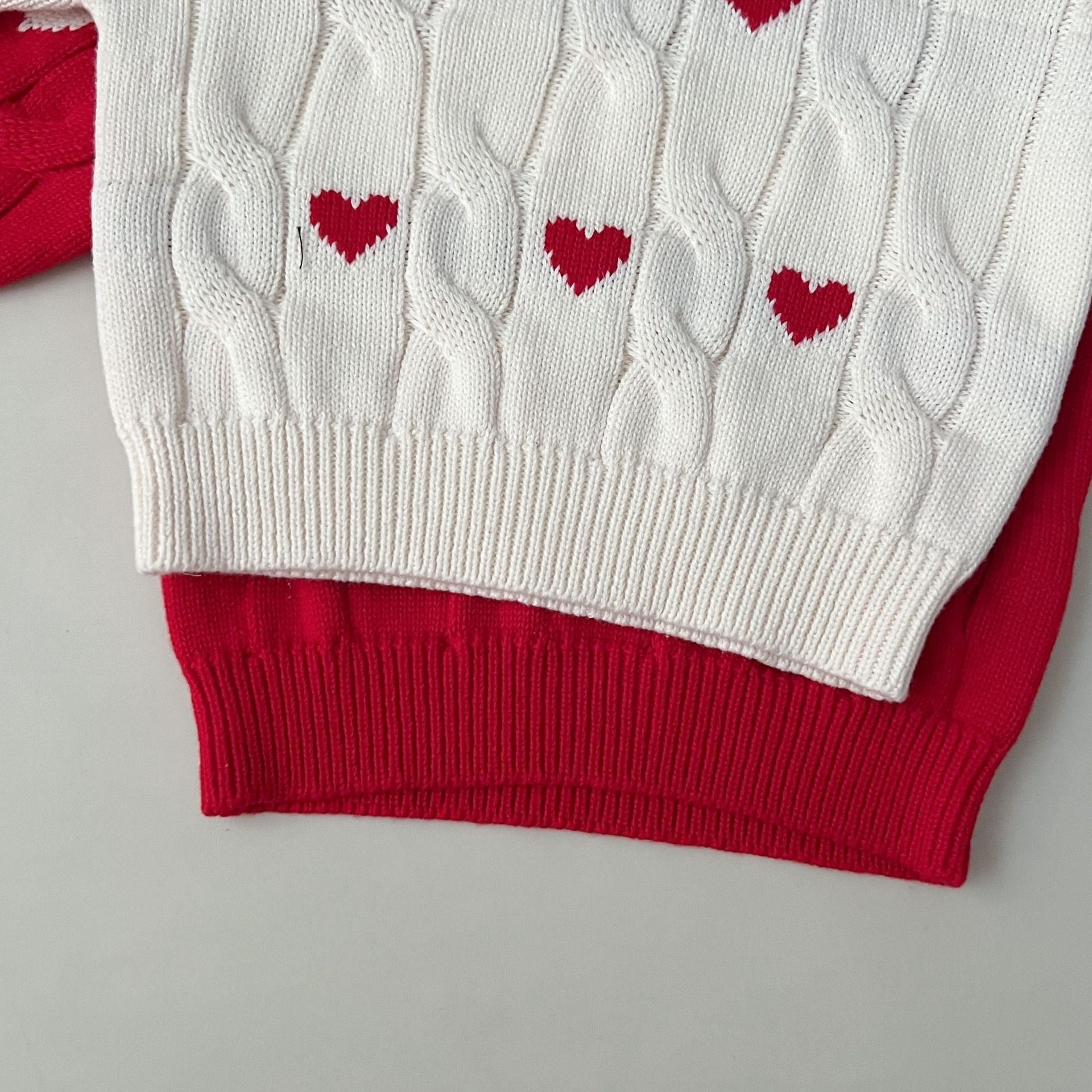 （Pre Order）Girls Valentine's Day Love Jacquard Twist Sweater