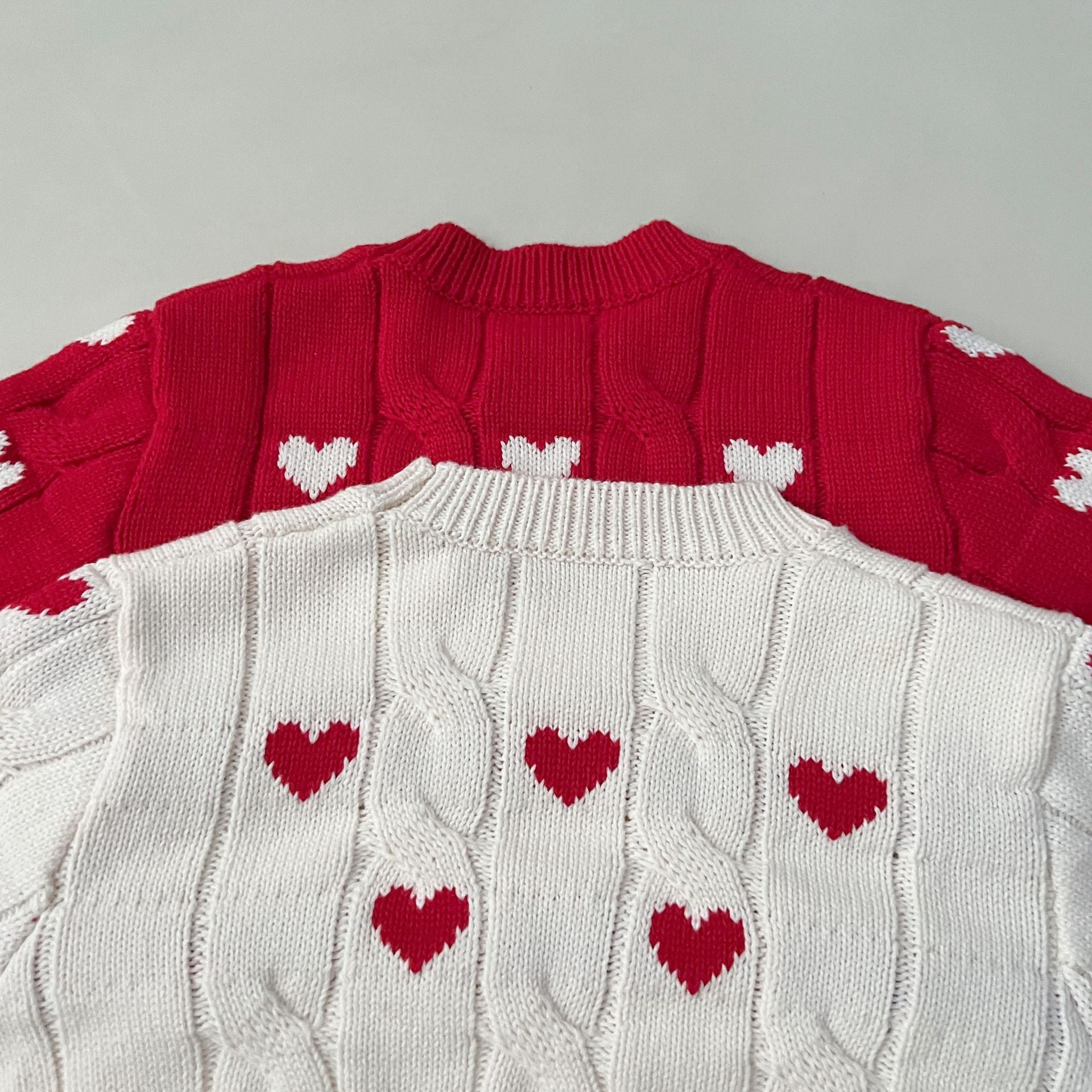 （Pre Order）Girls Valentine's Day Love Jacquard Twist Sweater