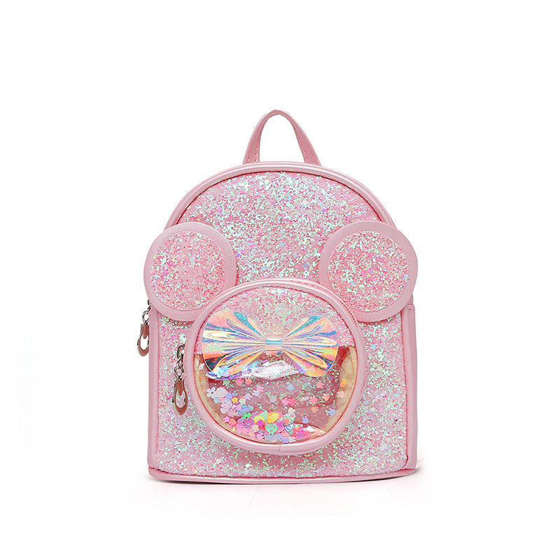 Girls Bow Sequins PU Backpacks