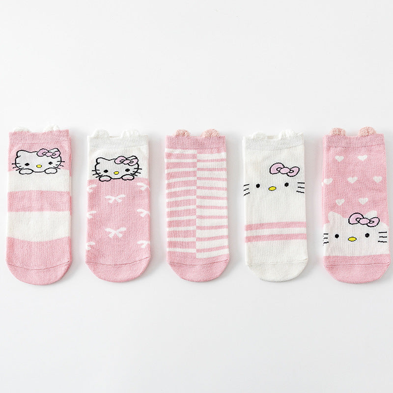 （Pre Order）Adults 5 Pairs Of Cute Cartoon Print Socks