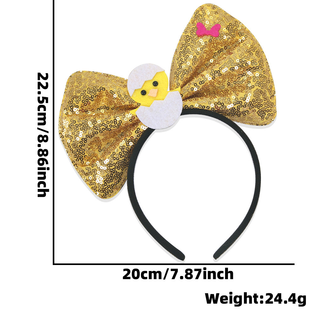 （Pre Order）Girls Easter Cartoon Sequin Bow Headband