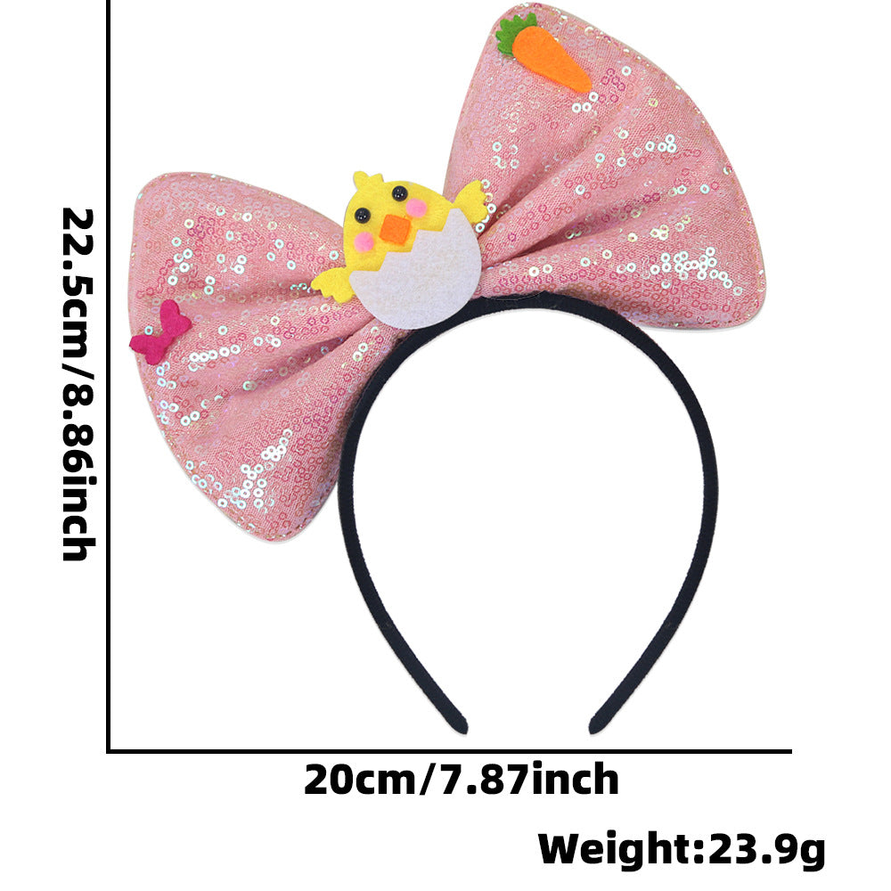 （Pre Order）Girls Easter Cartoon Sequin Bow Headband