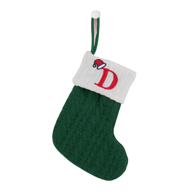 （Pre Order）Green Letter Wool Christmas Stocking Pendant