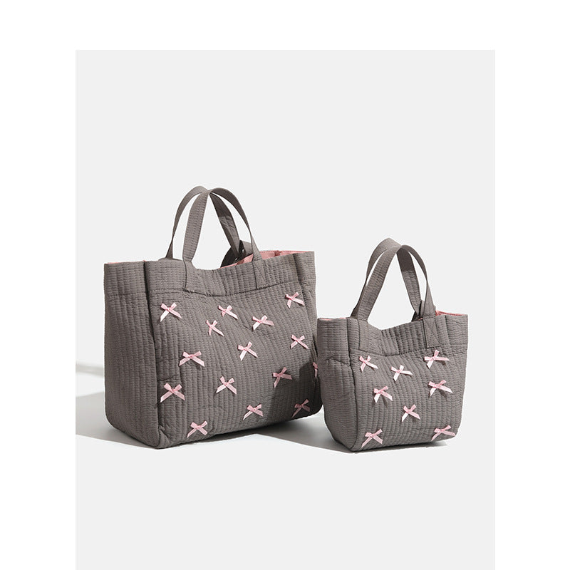 （Pre Order）Mommy and Me Pink Bow Canvas Tote Bag