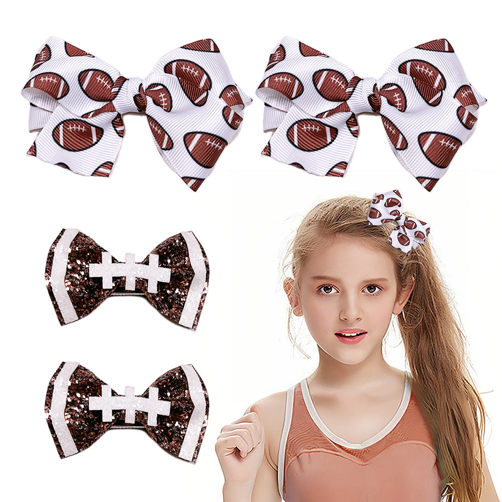 （Pre Order）Girls Football Bow Hair Clip