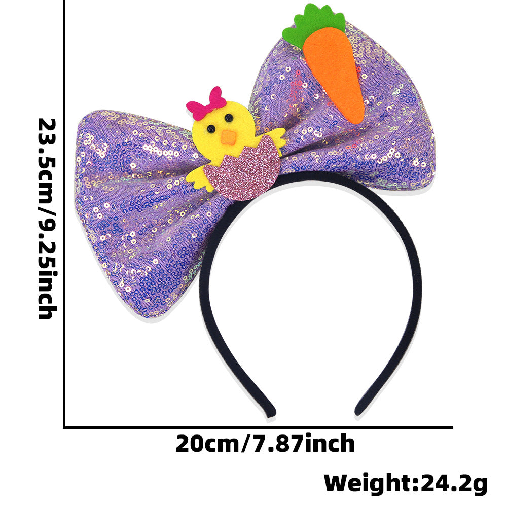 （Pre Order）Girls Easter Cartoon Sequin Bow Headband