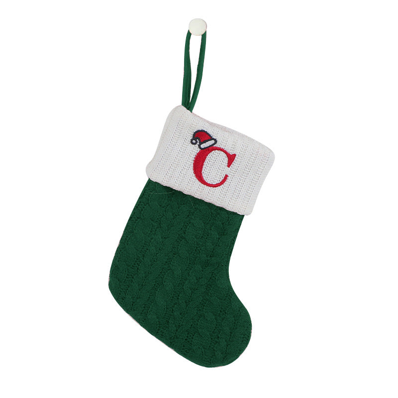 （Pre Order）Green Letter Wool Christmas Stocking Pendant