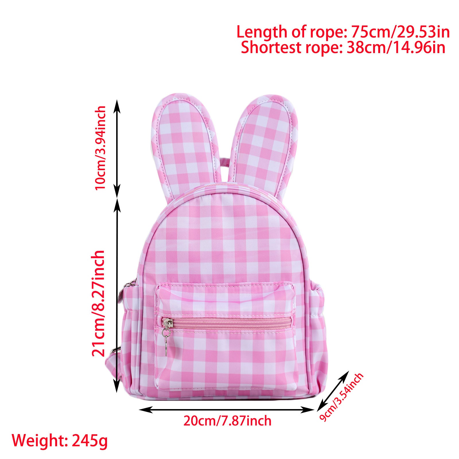 （Pre Order）Kids Easter Bunny Plaid Backpack