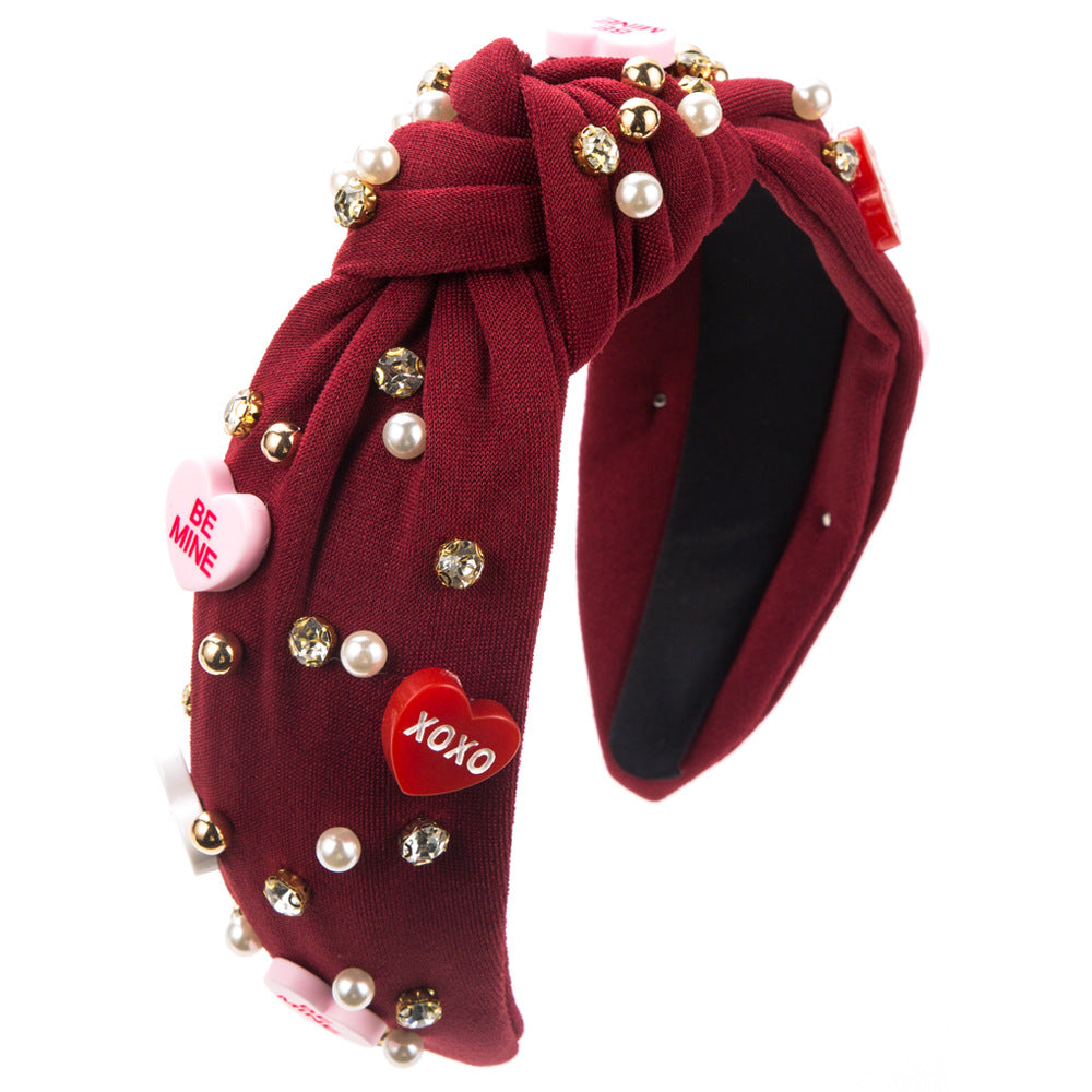 （Pre Order）Valentine's Day Pearl Rhinestone Headband