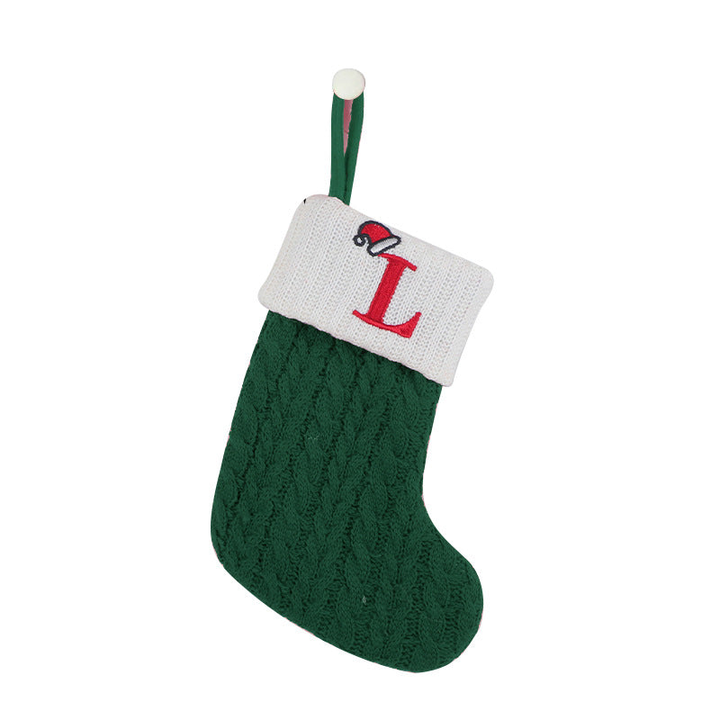 （Pre Order）Green Letter Wool Christmas Stocking Pendant