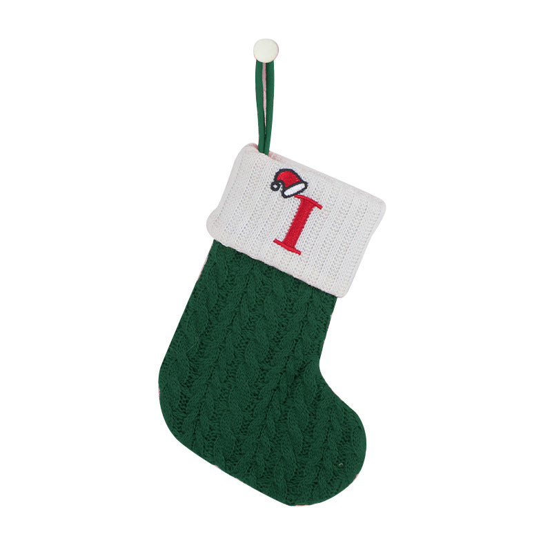 （Pre Order）Green Letter Wool Christmas Stocking Pendant