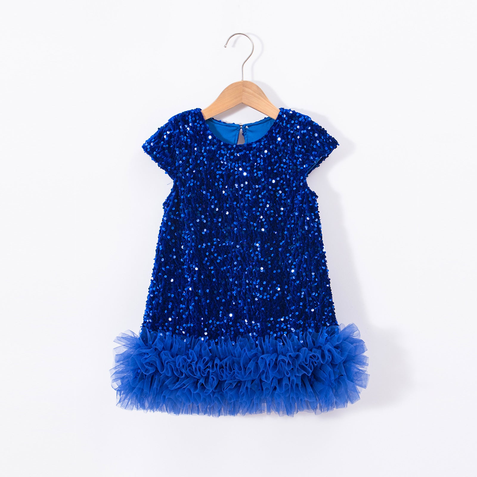 (PRE-ORDER)GIRLS VELVET SEQUINS RUFFLES DRESS