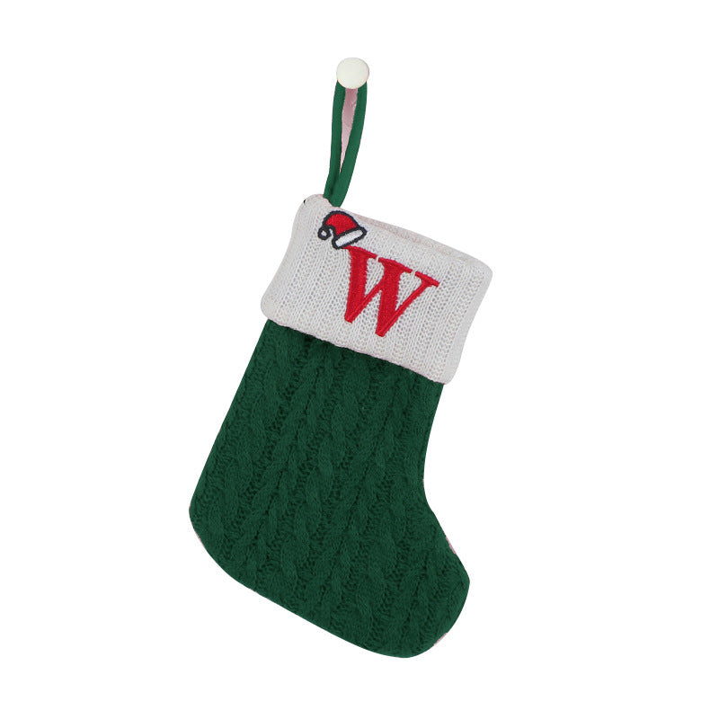 （Pre Order）Green Letter Wool Christmas Stocking Pendant