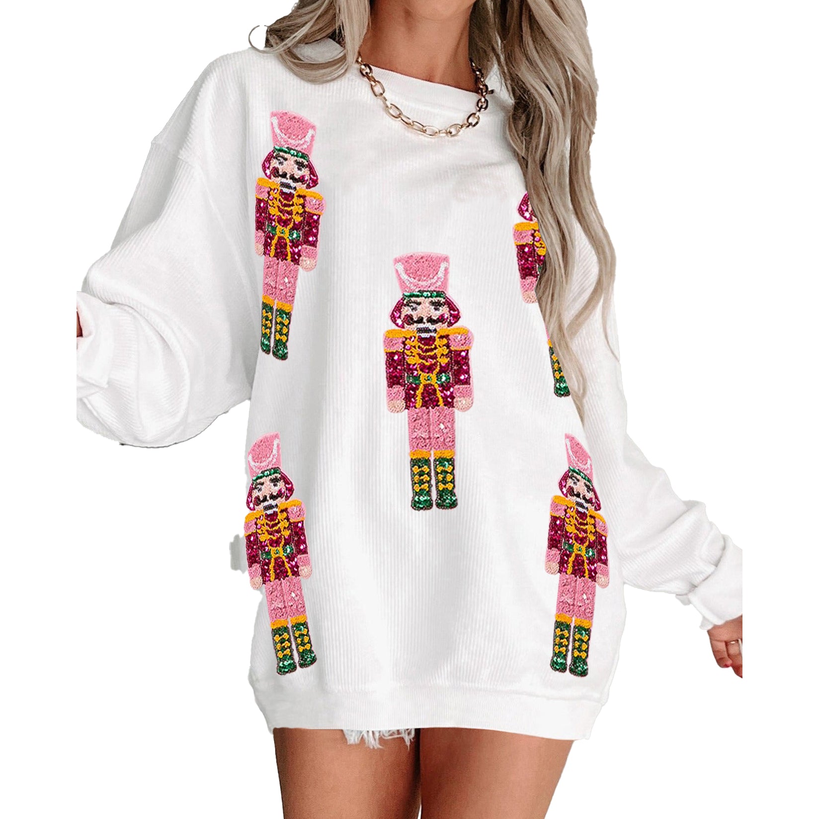 （Pre Order）Adults Christmas Nutcracker Sequin Corduroy Sweatshirt