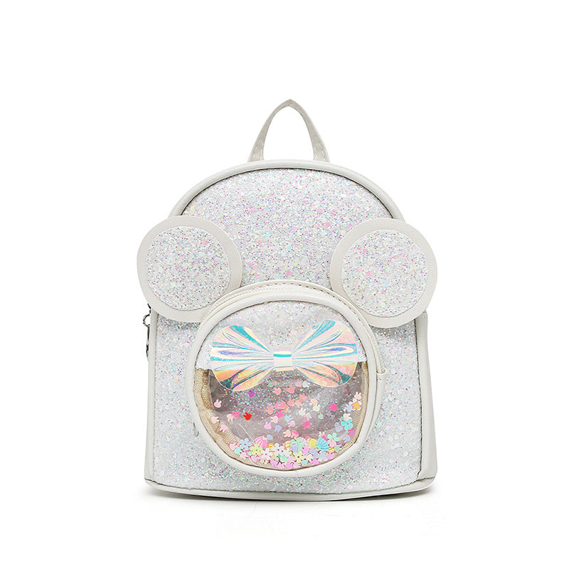 （Pre Order）Girls Bow Sequins PU Backpacks