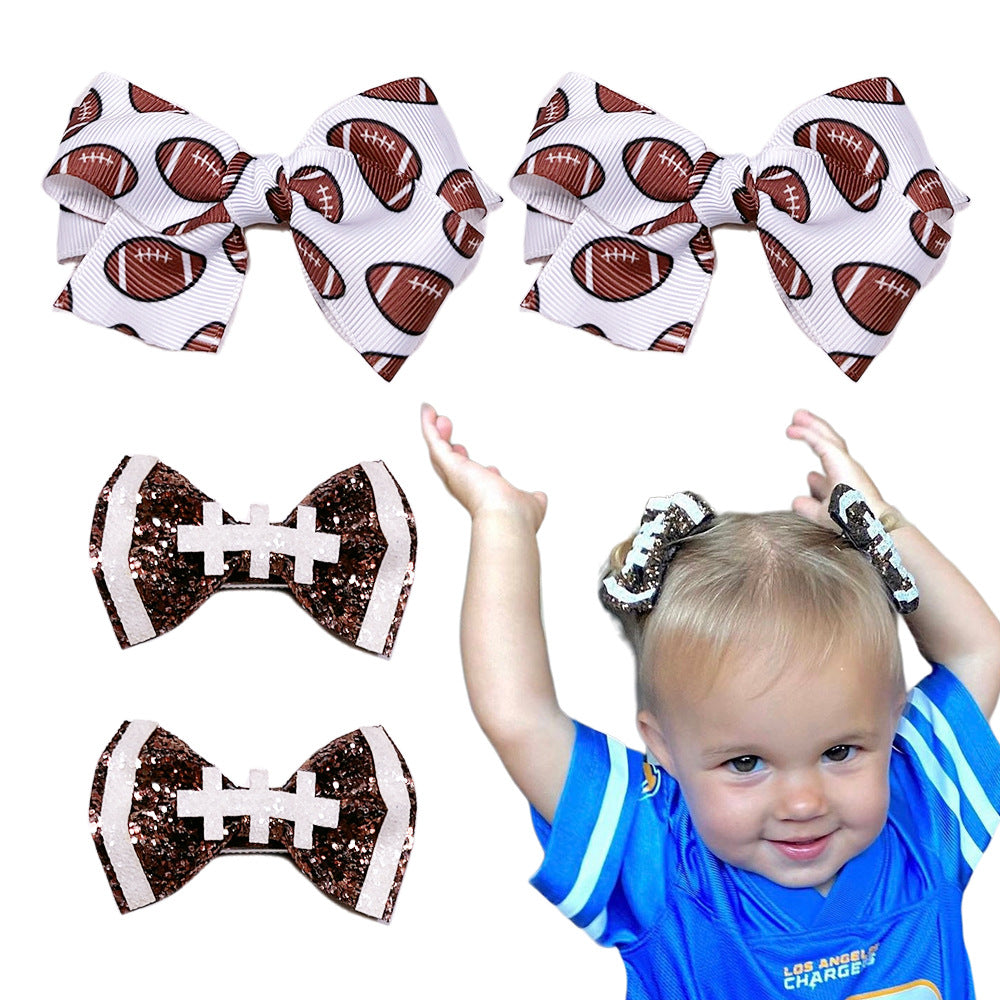 （Pre Order）Girls Football Bow Hair Clip