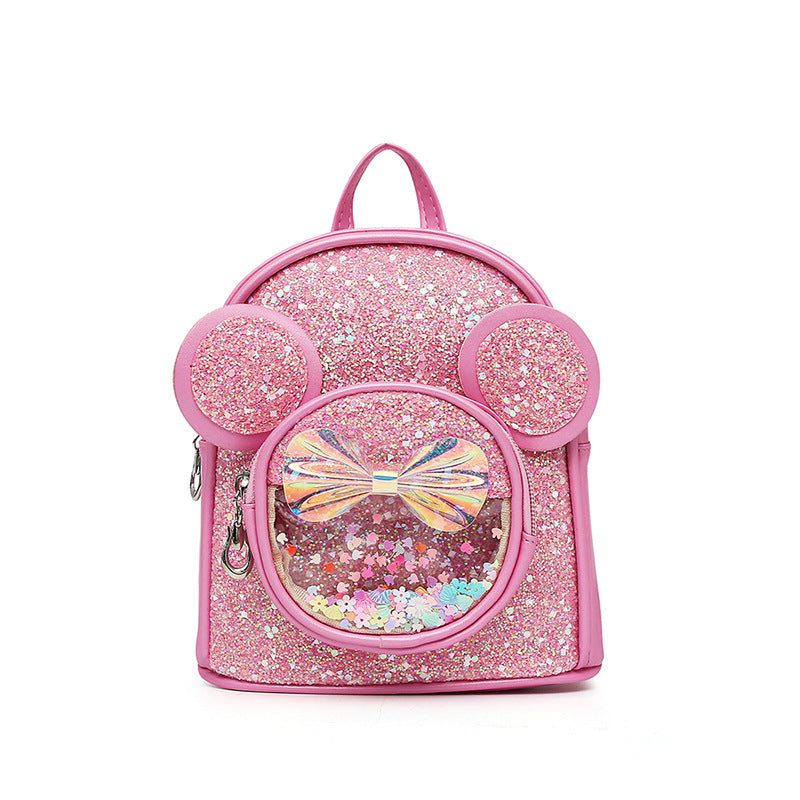 （Pre Order）Girls Bow Sequins PU Backpacks