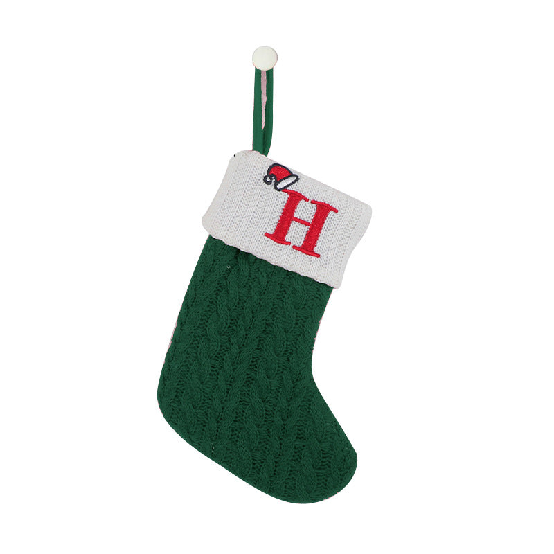 （Pre Order）Green Letter Wool Christmas Stocking Pendant