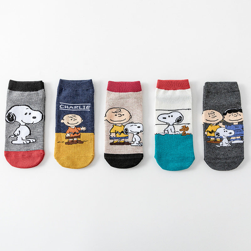 （Pre Order）Adults 5 Pairs Of Cute Cartoon Print Socks