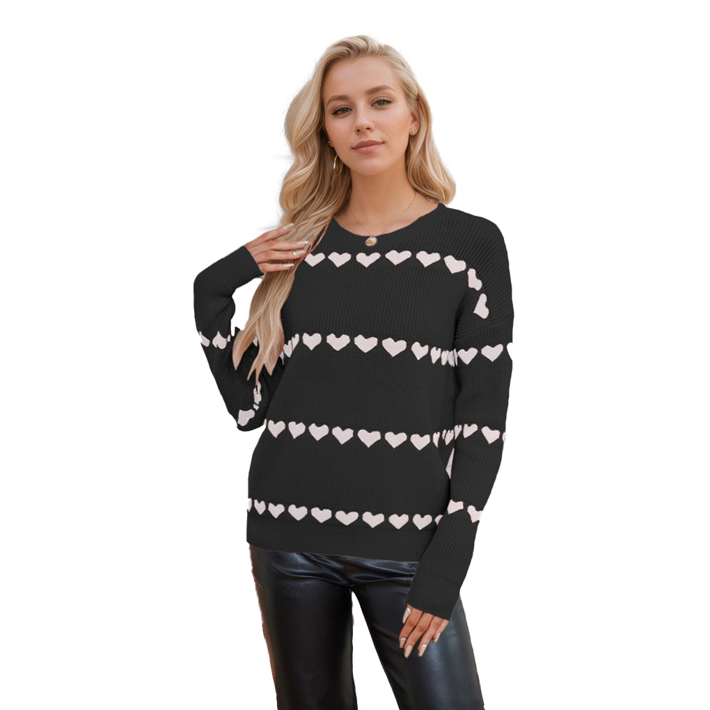 （Pre Order）Adults Valentine's Day love jacquard Crew-neck Sweater