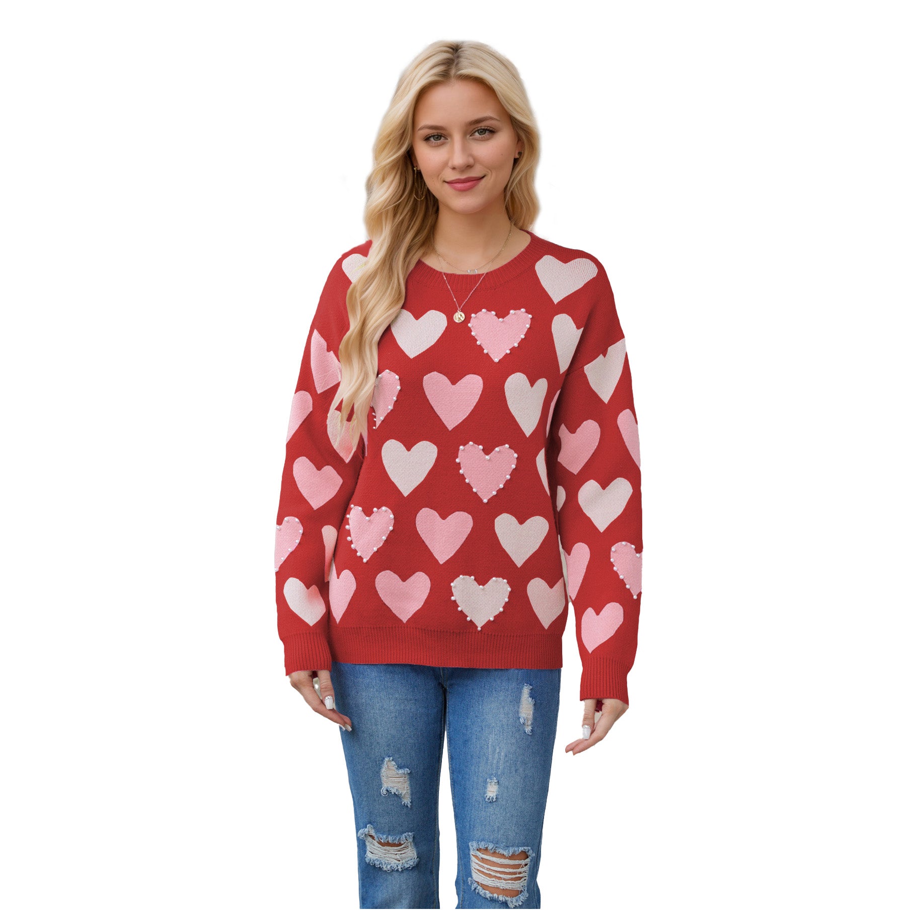 （Pre Order）Adults Valentine's Day Love Knit Crew Neck Sweater