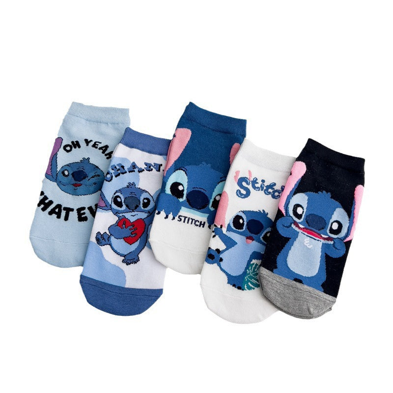 （Pre Order）Adults 5 Pairs Of Cute Cartoon Print Socks