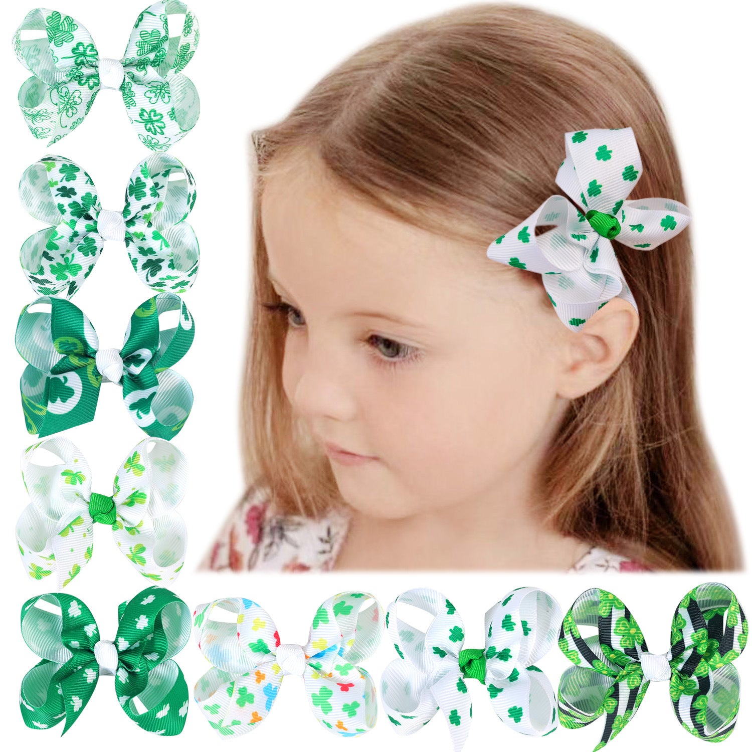 （Pre Order）Girls St.Patrick's Day Shamrock Bow Hair Clip