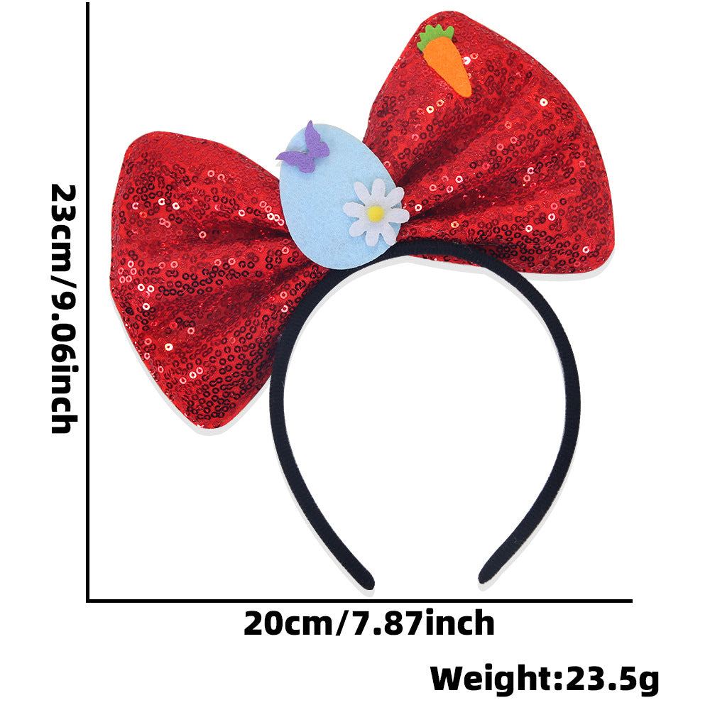 （Pre Order）Girls Easter Cartoon Sequin Bow Headband