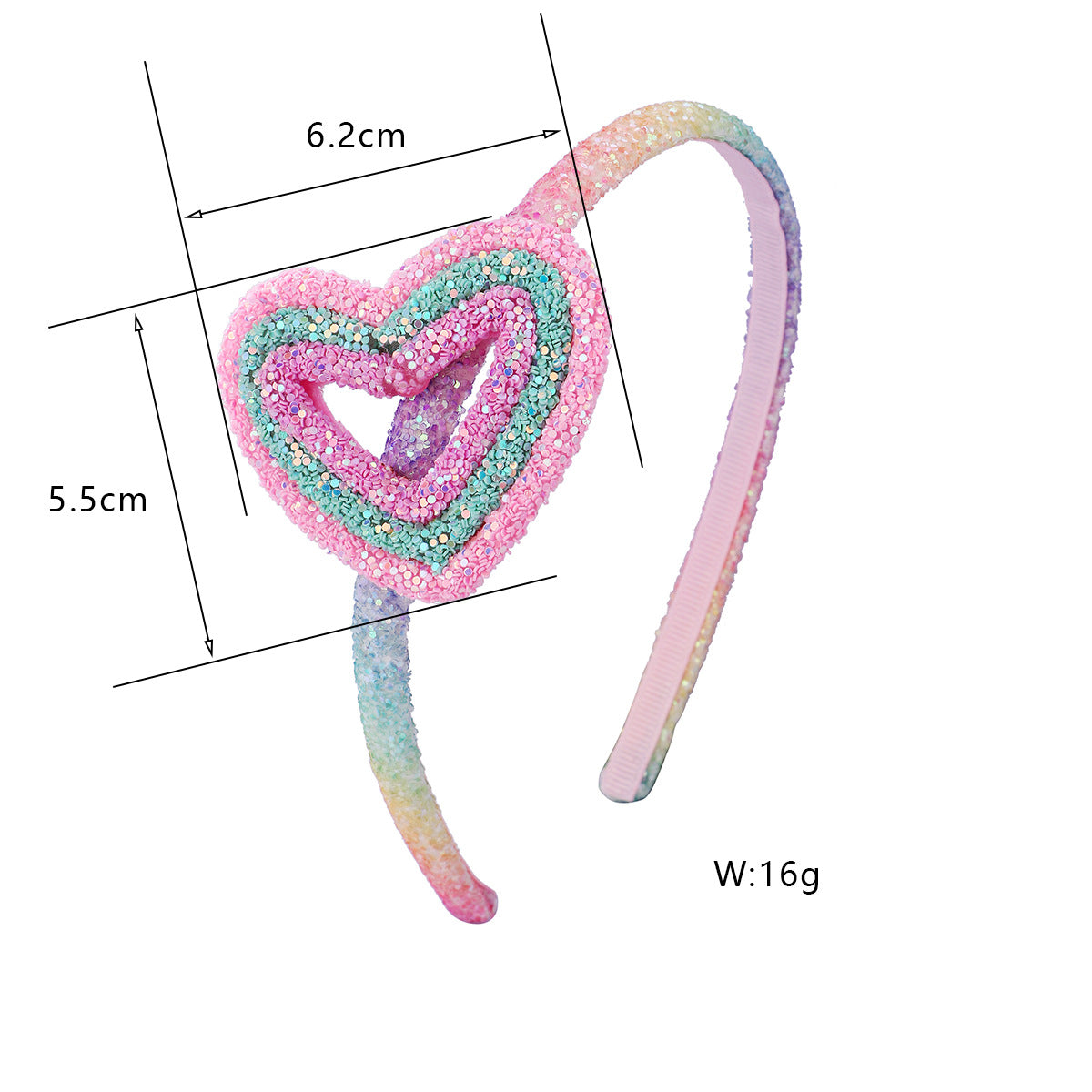 （Pre Order）Girls Gradient Rainbow Heart Bow Headband