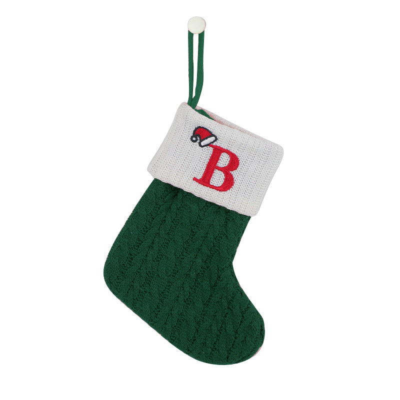 （Pre Order）Green Letter Wool Christmas Stocking Pendant