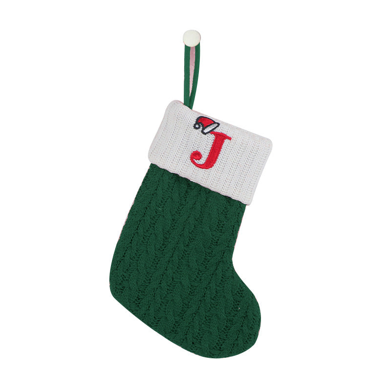 （Pre Order）Green Letter Wool Christmas Stocking Pendant