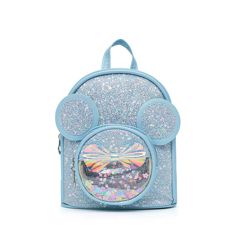 Girls Bow Sequins PU Backpacks