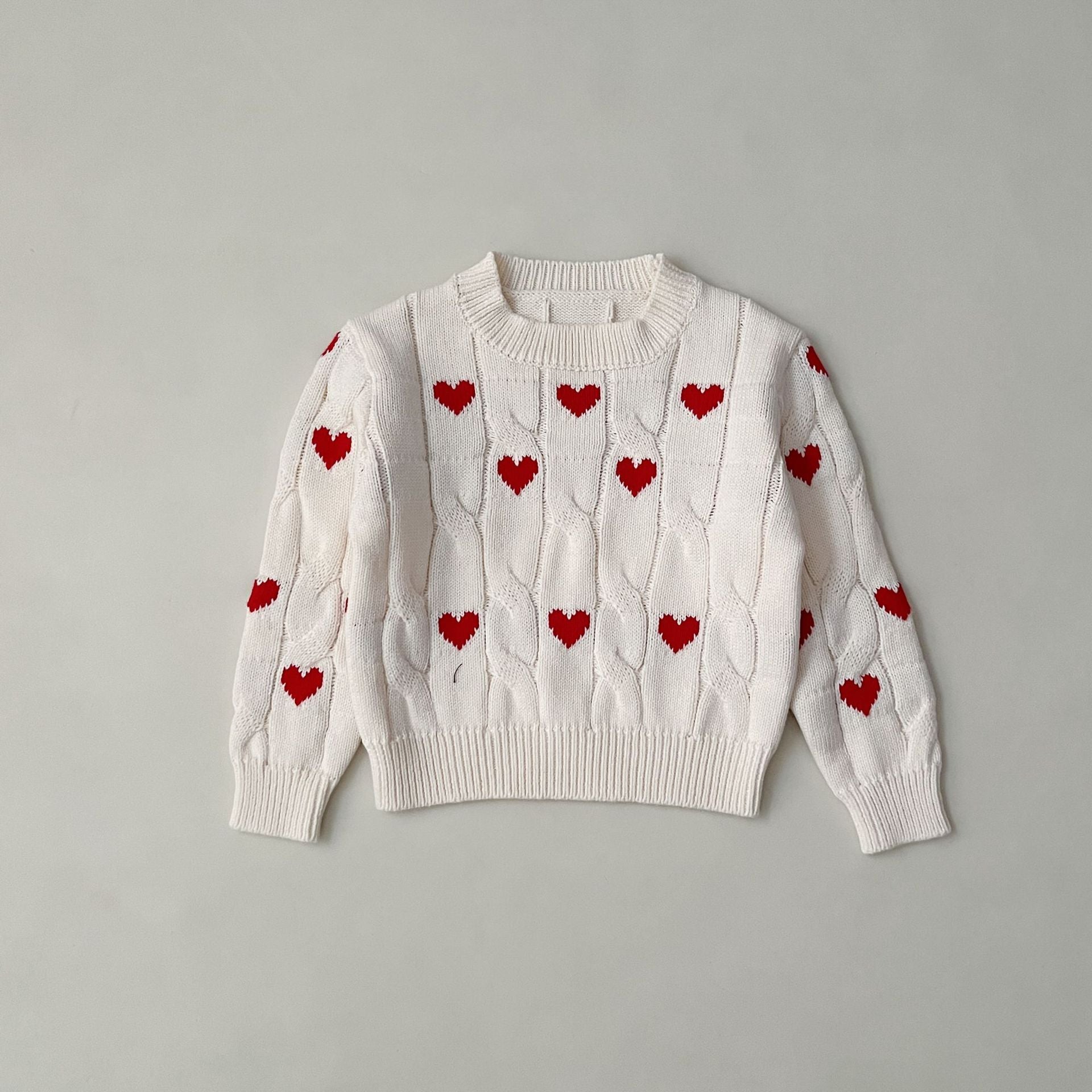 （Pre Order）Girls Valentine's Day Love Jacquard Twist Sweater