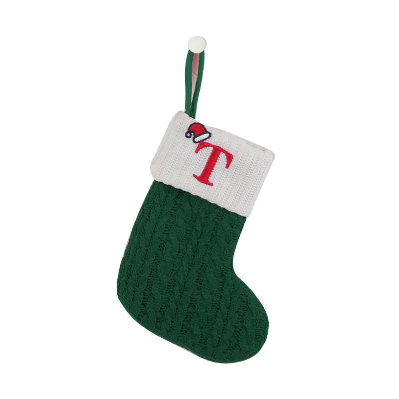 （Pre Order）Green Letter Wool Christmas Stocking Pendant