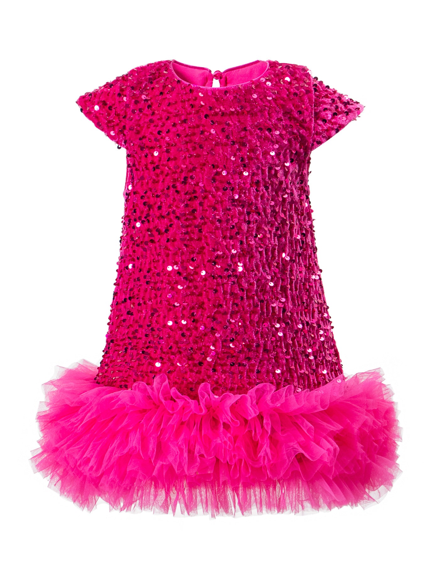 (PRE-ORDER)GIRLS VELVET SEQUINS RUFFLES DRESS