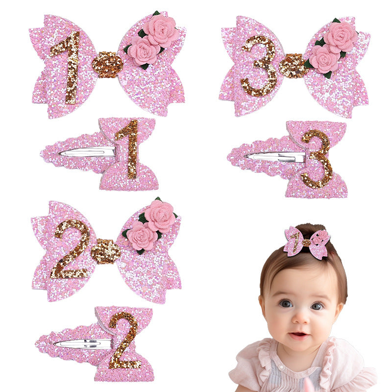 （Pre Order）Toddler Girls Birthday Number Bobby Pin 2PCS