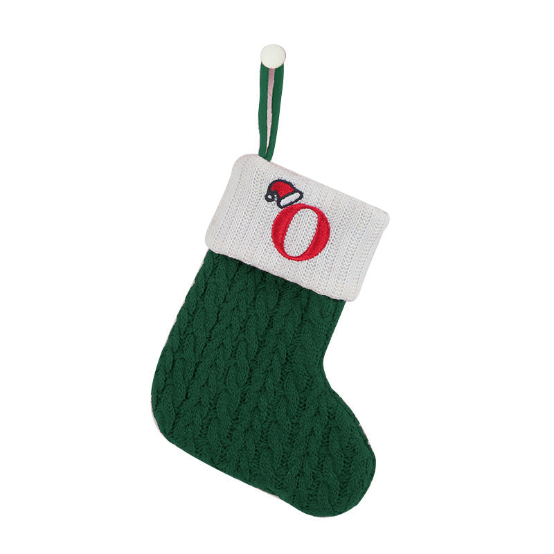 （Pre Order）Green Letter Wool Christmas Stocking Pendant