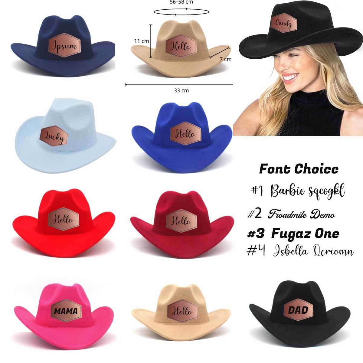 （Pre Order）Personalized Cowboy Hat with Printed Name - Custom Hat for Kids＆Adults