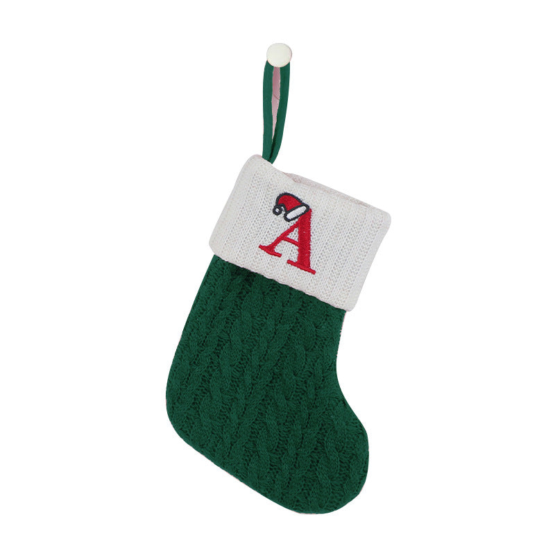 （Pre Order）Green Letter Wool Christmas Stocking Pendant