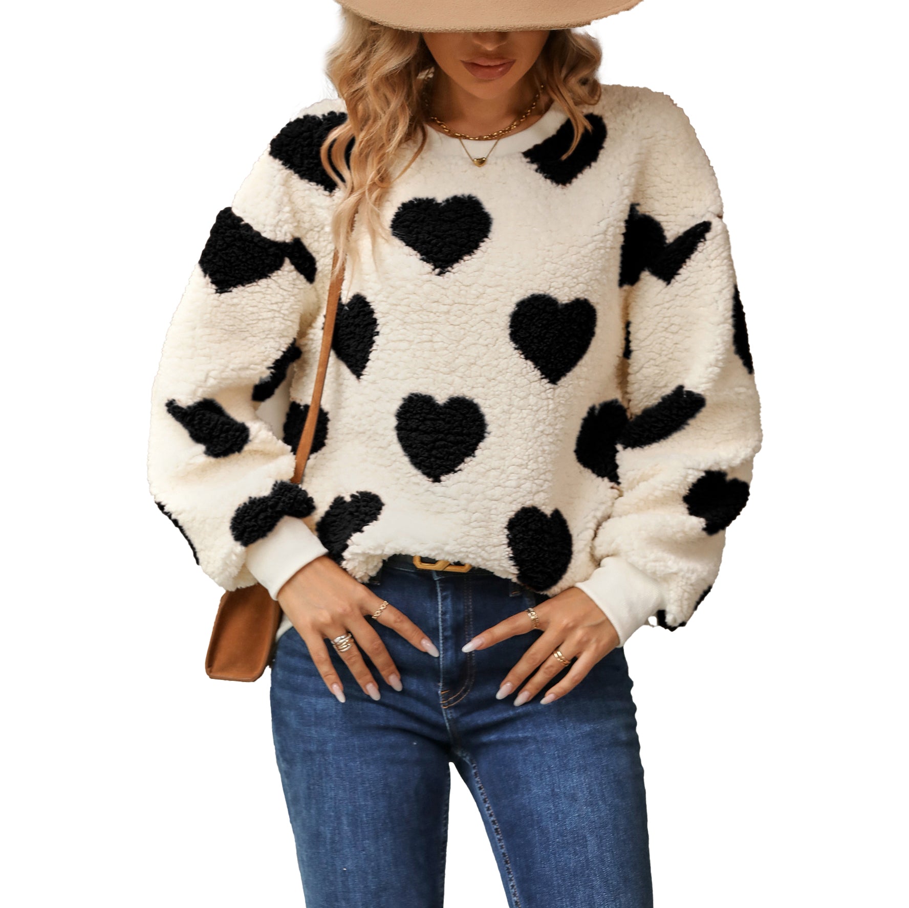 （Pre Order）Adults Valentine's Day Fluffy Love Print Sweatshirt