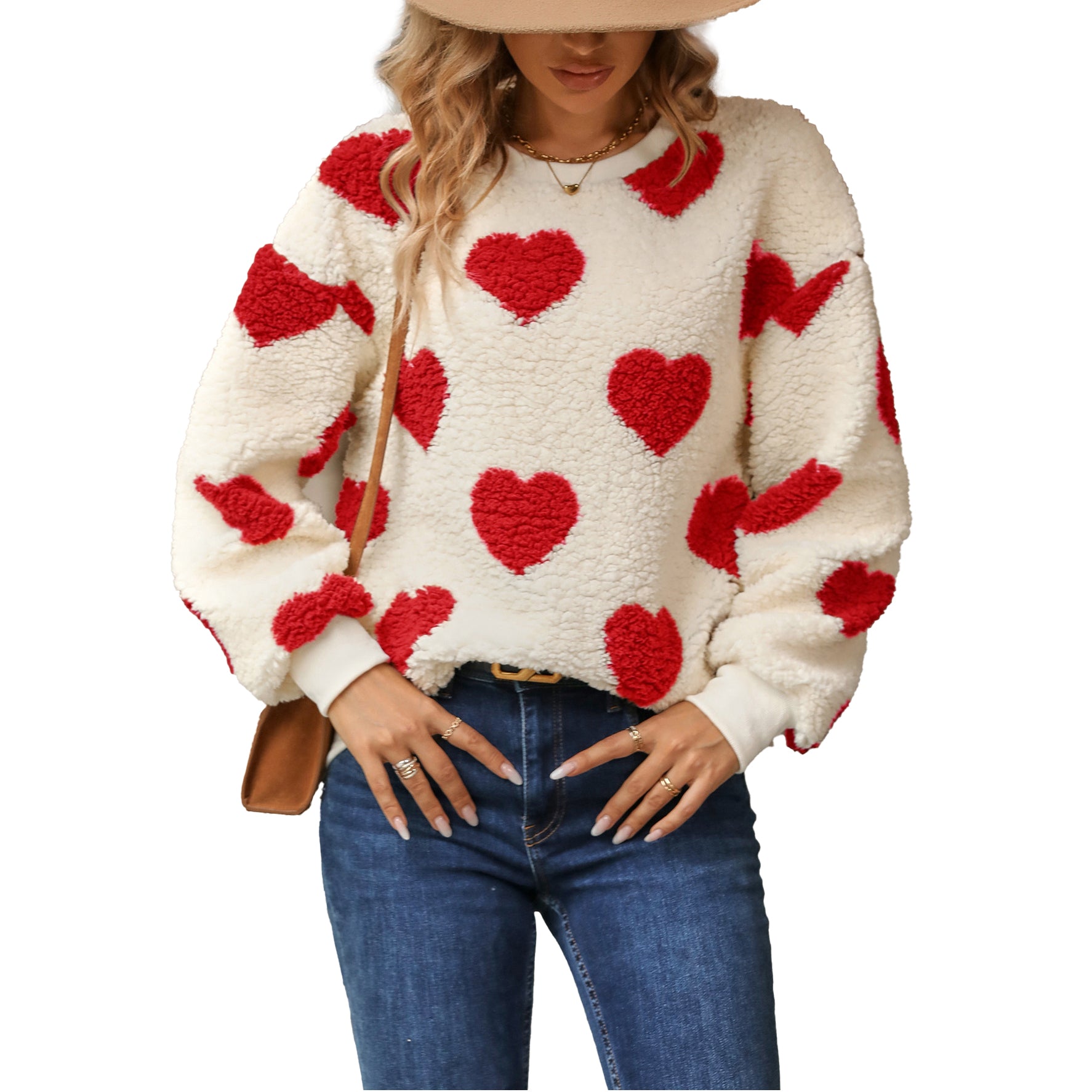 （Pre Order）Adults Valentine's Day Fluffy Love Print Sweatshirt