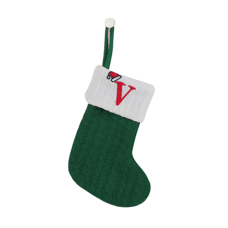 （Pre Order）Green Letter Wool Christmas Stocking Pendant